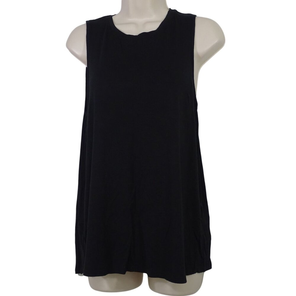 Double Zero Black Sleeveless Loose Fit Tank Top Women Size L Rayon Spandex Blend
